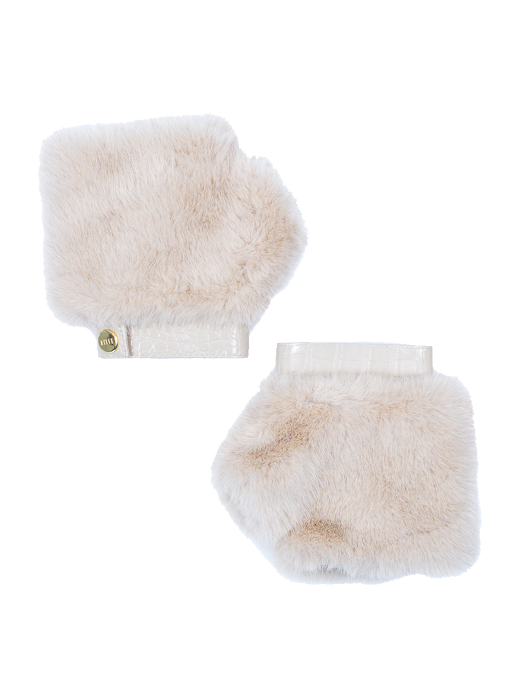 MANICOTTI FAKE FUR CON DETTAGLIO ECOPELLE, TG UNICA - IVORY